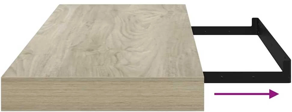 Pakabinama sieninė lentyna, ąžuolo, 60x23,5x3,8cm, MDF