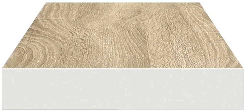 Pakabinama sieninė lentyna, ąžuolo/balta, 60x23,5x3,8cm, MDF