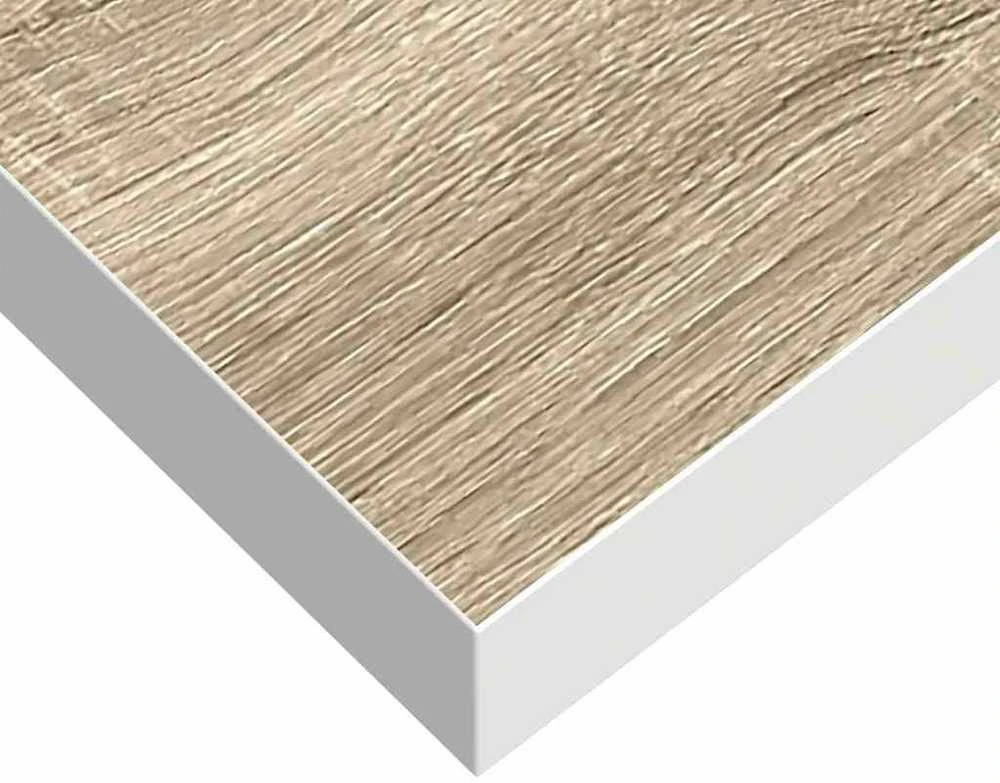 Pakabinama sieninė lentyna, ąžuolo/balta, 120x23,5x3,8cm, MDF