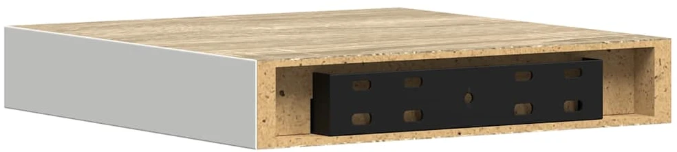 Pakabinama sieninė lentyna, ąžuolo ir balta, 23x23,5x3,8cm, MDF