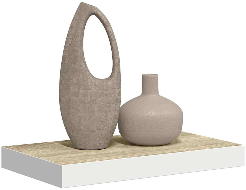 Pakabinama sieninė lentyna, ąžuolo ir balta, 40x23x3,8cm, MDF