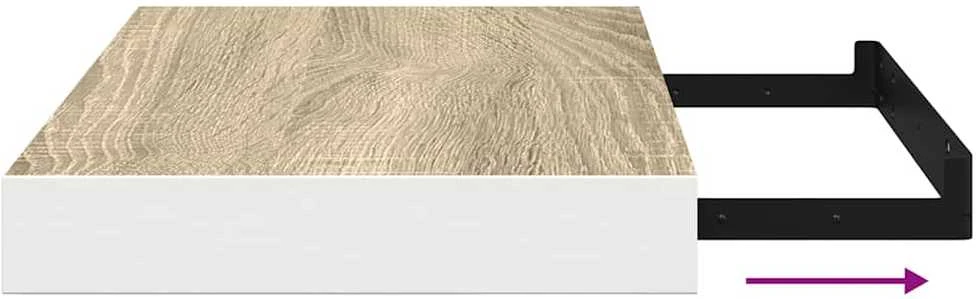 Pakabinama sieninė lentyna, ąžuolo ir balta, 40x23x3,8cm, MDF