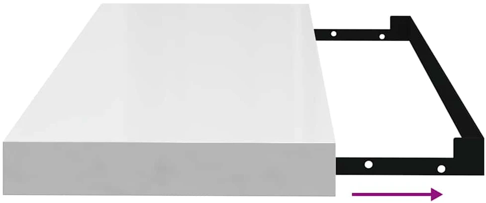 Pakabinama sieninė lentyna, balta, 60x23,5x3,8cm, MDF, blizgi