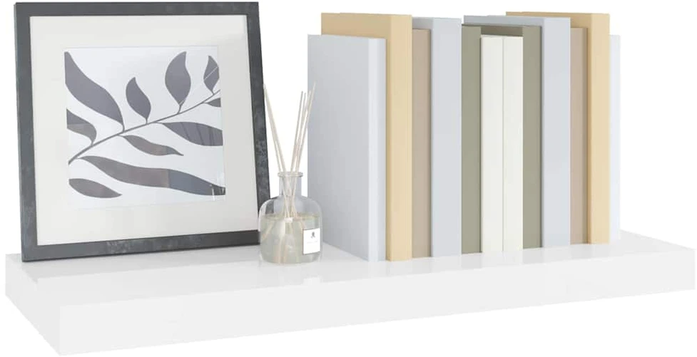 Pakabinama sieninė lentyna, balta, 60x23,5x3,8cm, MDF, blizgi