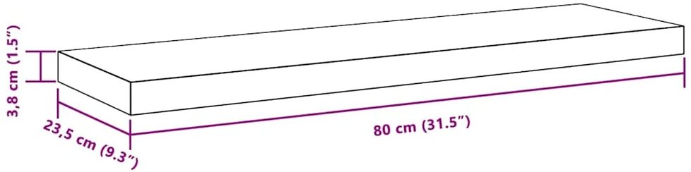 Pakabinama sieninė lentyna, balta, 80x23,5x3,8cm, MDF