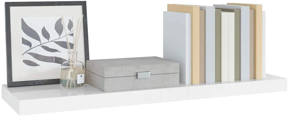 Pakabinama sieninė lentyna, balta, 80x23,5x3,8cm, MDF, blizgi