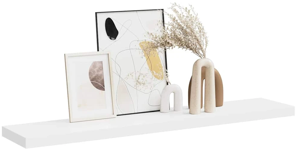 Pakabinama sieninė lentyna, baltos spalvos, 120x23,5x3,8cm, MDF
