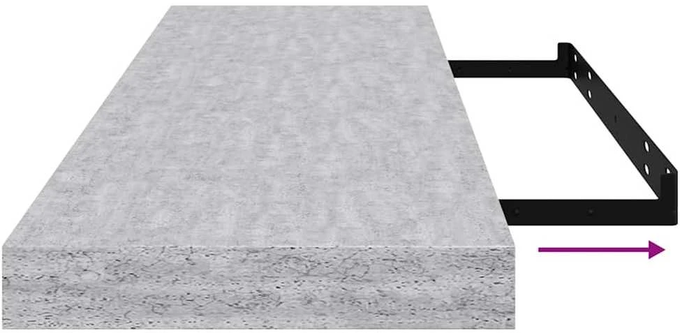 Pakabinama sieninė lentyna, betono pilka, 80x23,5x3,8cm, MDF