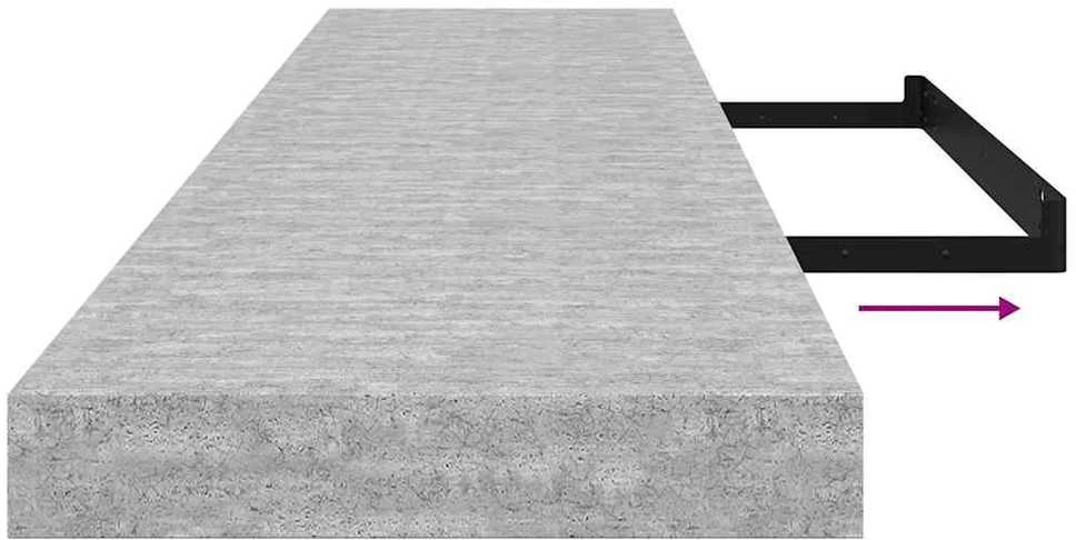Pakabinama sieninė lentyna, betono pilka, 120x23,5x3,8cm, MDF