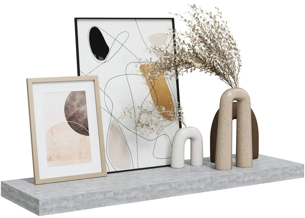 Pakabinama sieninė lentyna, betono pilka, 80x23,5x3,8cm, MDF