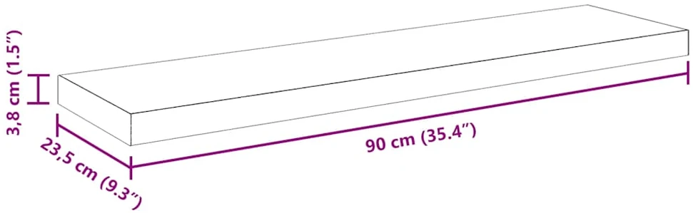 Pakabinama sieninė lentyna, betono pilka, 90x23,5x3,8cm, MDF