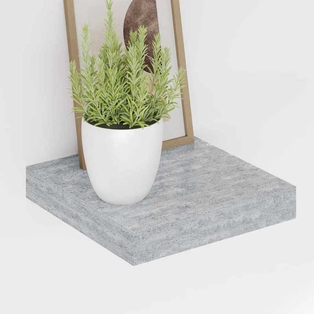 Pakabinama sieninė lentyna, betono pilka, 23x23,5x3,8cm, MDF