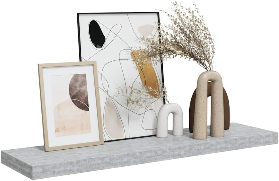 Pakabinama sieninė lentyna, betono pilka, 90x23,5x3,8cm, MDF
