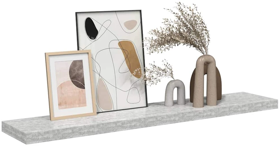 Pakabinama sieninė lentyna, betono pilka, 120x23,5x3,8cm, MDF