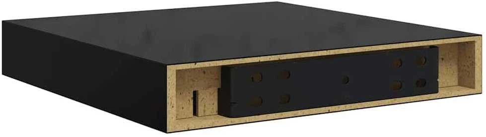 Pakabinama sieninė lentyna, juoda, 23x23,5x3,8cm, MDF, blizgi