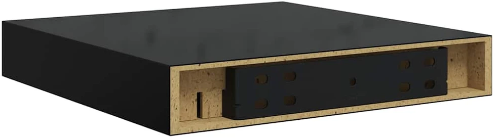 Pakabinama sieninė lentyna, juoda, 23x23,5x3,8cm, MDF, blizgi