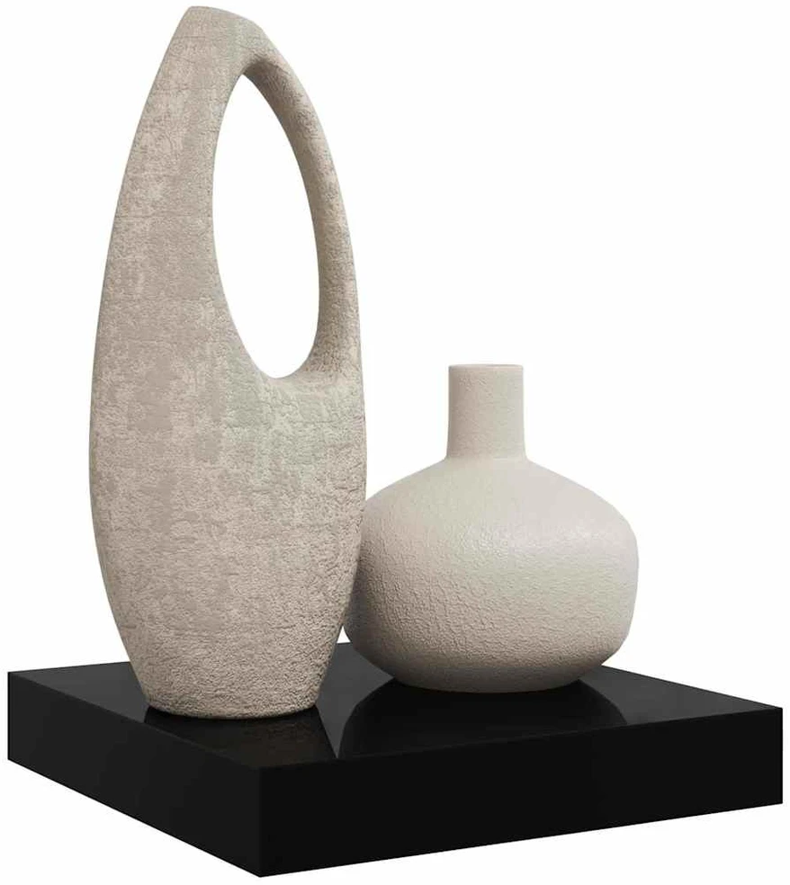 Pakabinama sieninė lentyna, juoda, 23x23,5x3,8cm, MDF, blizgi