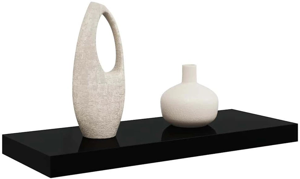 Pakabinama sieninė lentyna, juoda, 60x23,5x3,8cm, MDF, blizgi