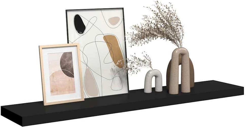 Pakabinama sieninė lentyna, juodos spalvos, 120x23,5x3,8cm, MDF
