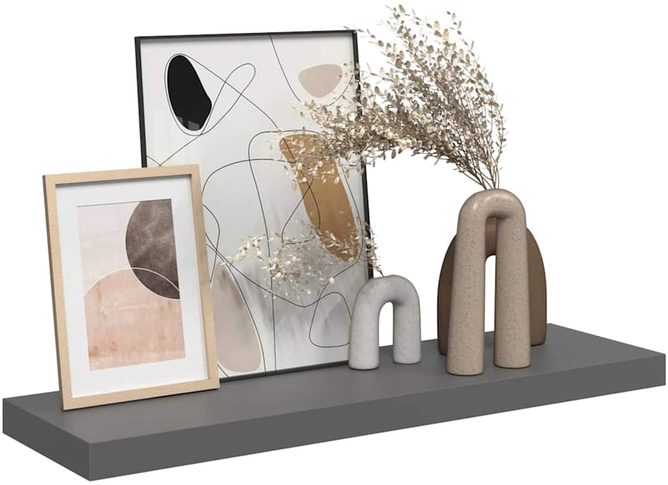 Pakabinama sieninė lentyna, pilka, 80x23,5x3,8cm, MDF, blizgi