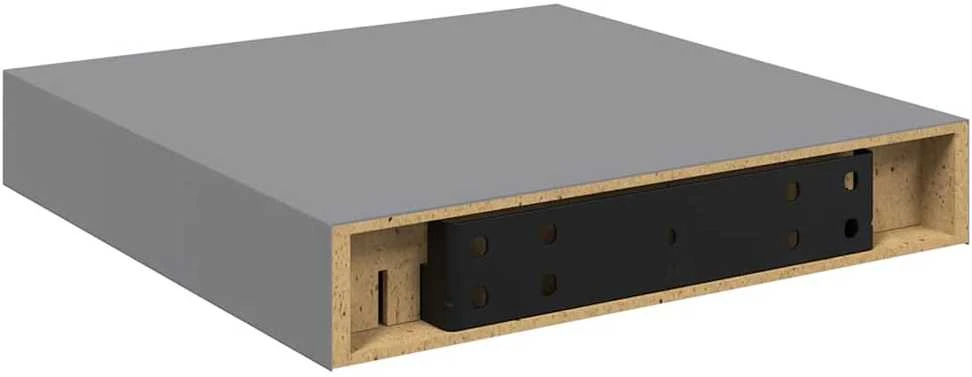 Pakabinama sieninė lentyna, pilkos spalvos, 23x23,5x3,8cm, MDF