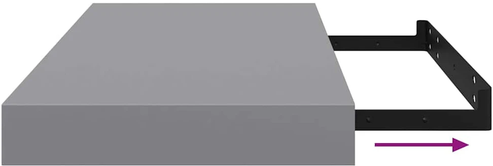 Pakabinama sieninė lentyna, pilkos spalvos, 50x23x3,8cm, MDF