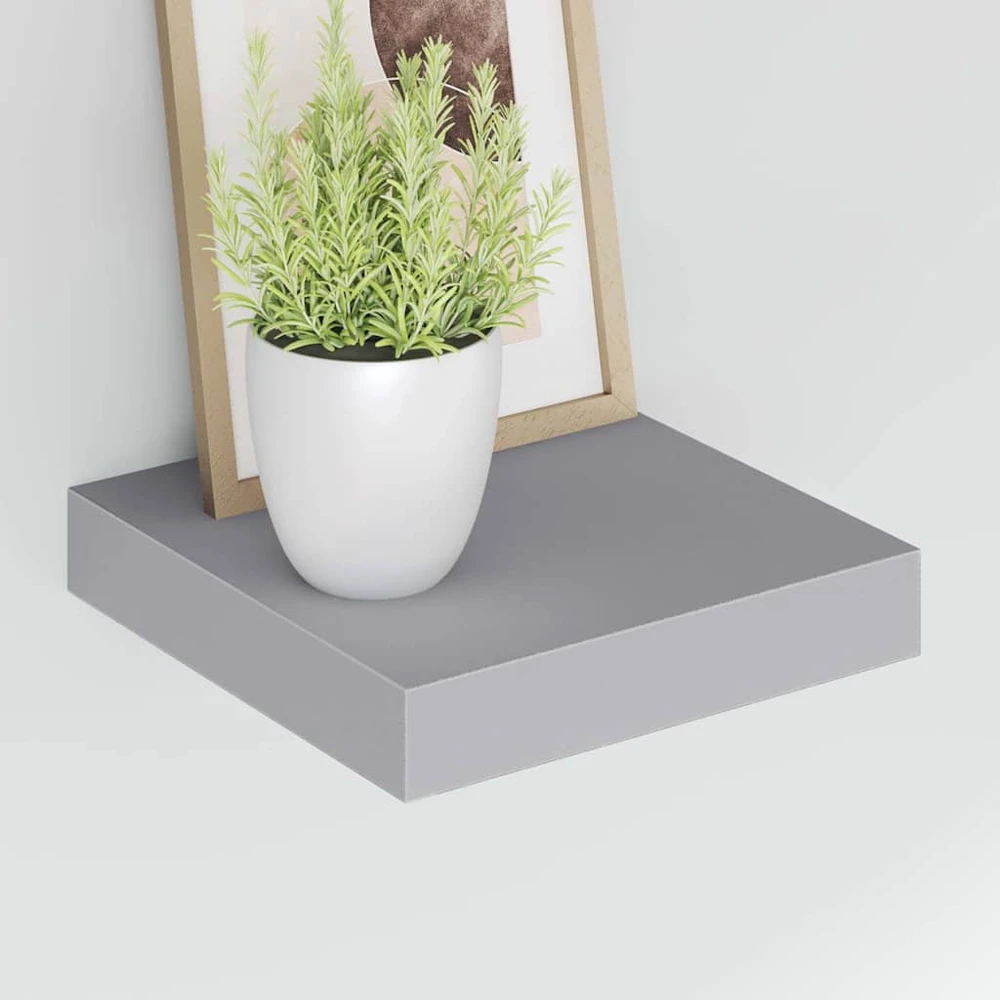 Pakabinama sieninė lentyna, pilkos spalvos, 23x23,5x3,8cm, MDF