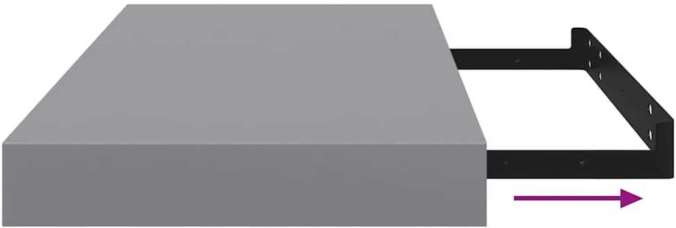Pakabinama sieninė lentyna, pilkos spalvos, 50x23x3,8cm, MDF
