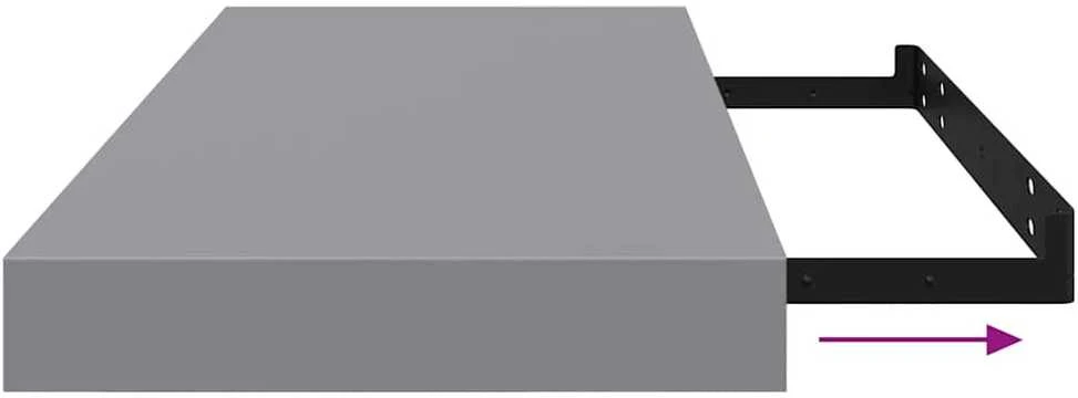 Pakabinama sieninė lentyna, pilkos spalvos, 60x23,5x3,8cm, MDF