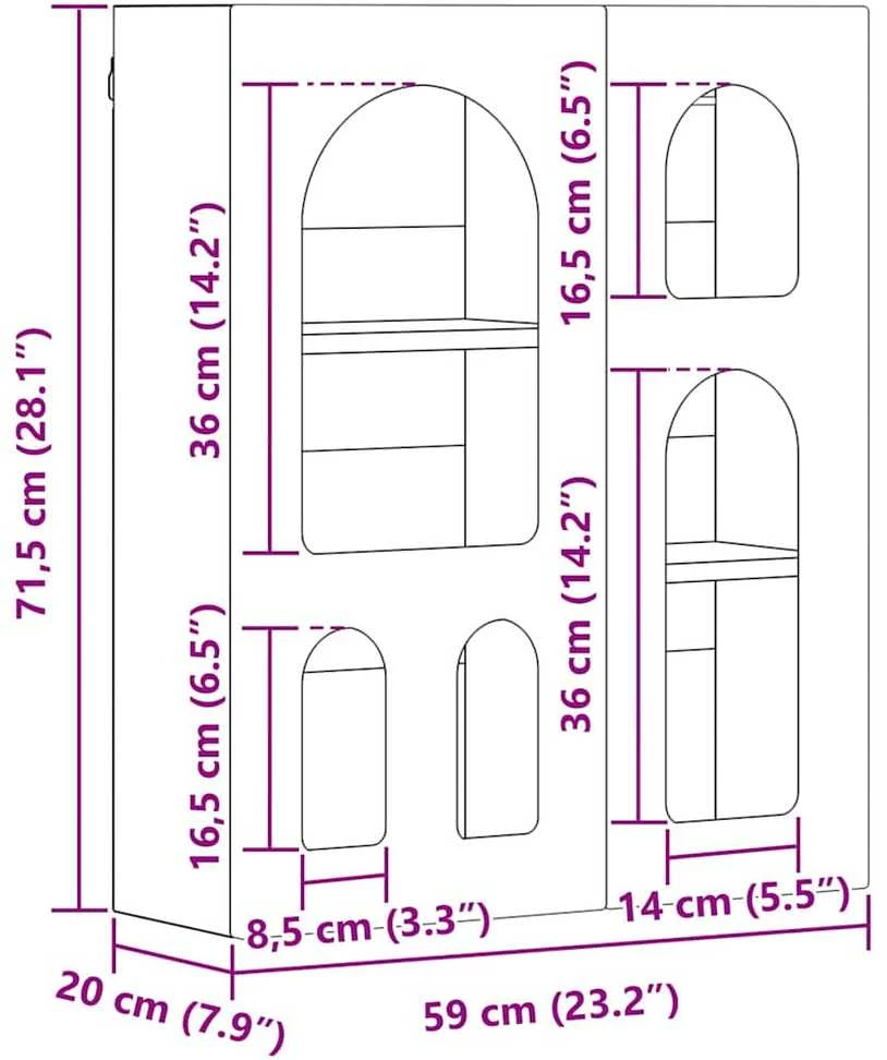 Pakabinama spintelė ELST Itin blizgi balta 59 x 20 x 71,5 cm
