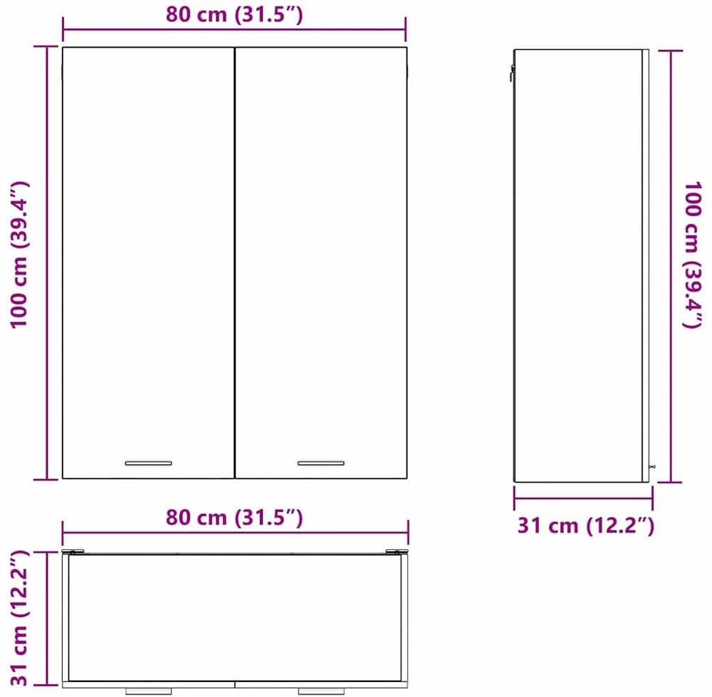 Pakabinama spintelė Betono pilka 80 x 31 x 100 cm