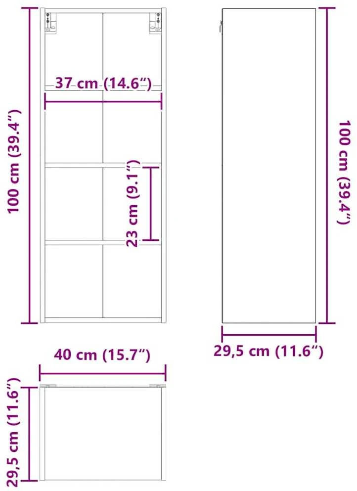 Pakabinama spintelė Senas medis 40 x 29,5 x 100 cm