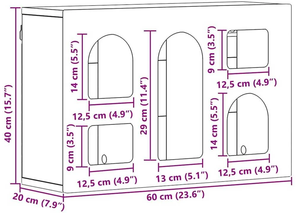 Pakabinama spintelė ELST Sendintos medienos 60 x 20 x 40 cm