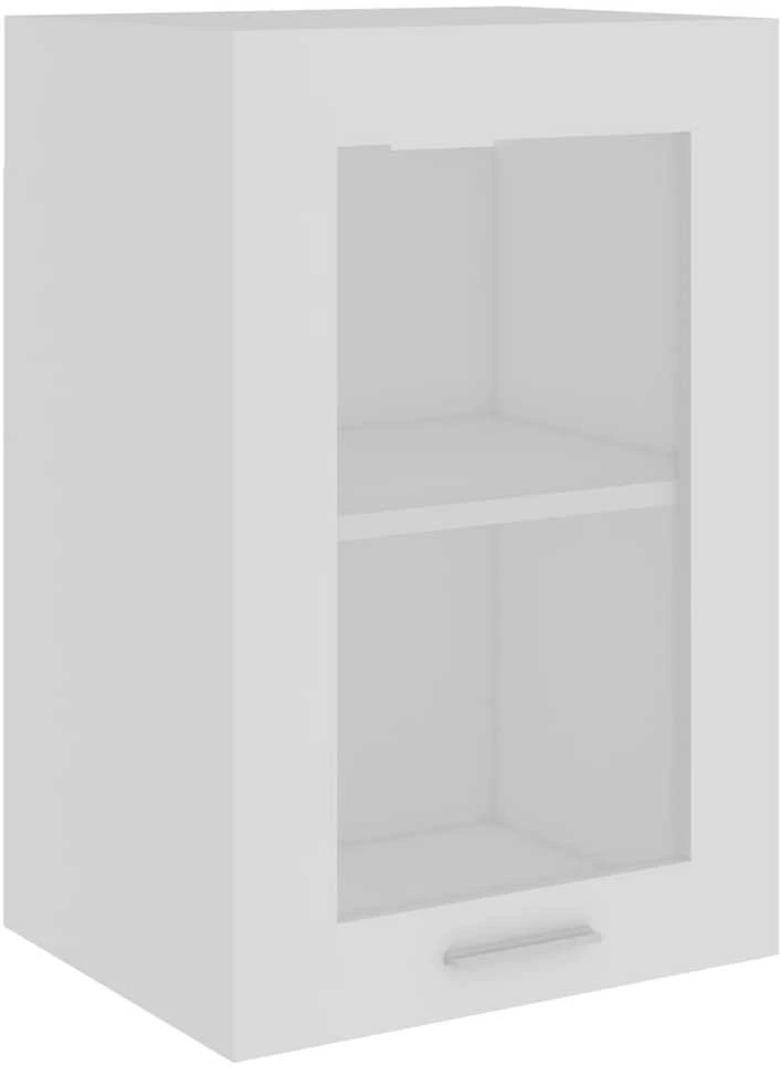 Pakabinama stiklinė spintelė, balta, 40x31x60cm, mediena