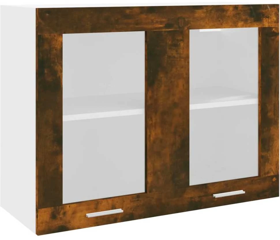 Pakabinama stiklinė spintelė, ąžuolo, 80x31x60cm, mediena