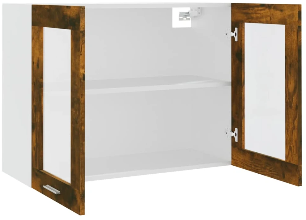 Pakabinama stiklinė spintelė, ąžuolo, 80x31x60cm, mediena
