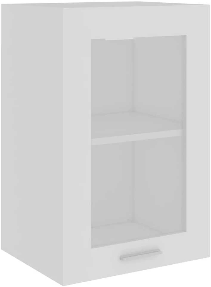 Pakabinama stiklinė spintelė, balta, 40x31x60cm, mediena