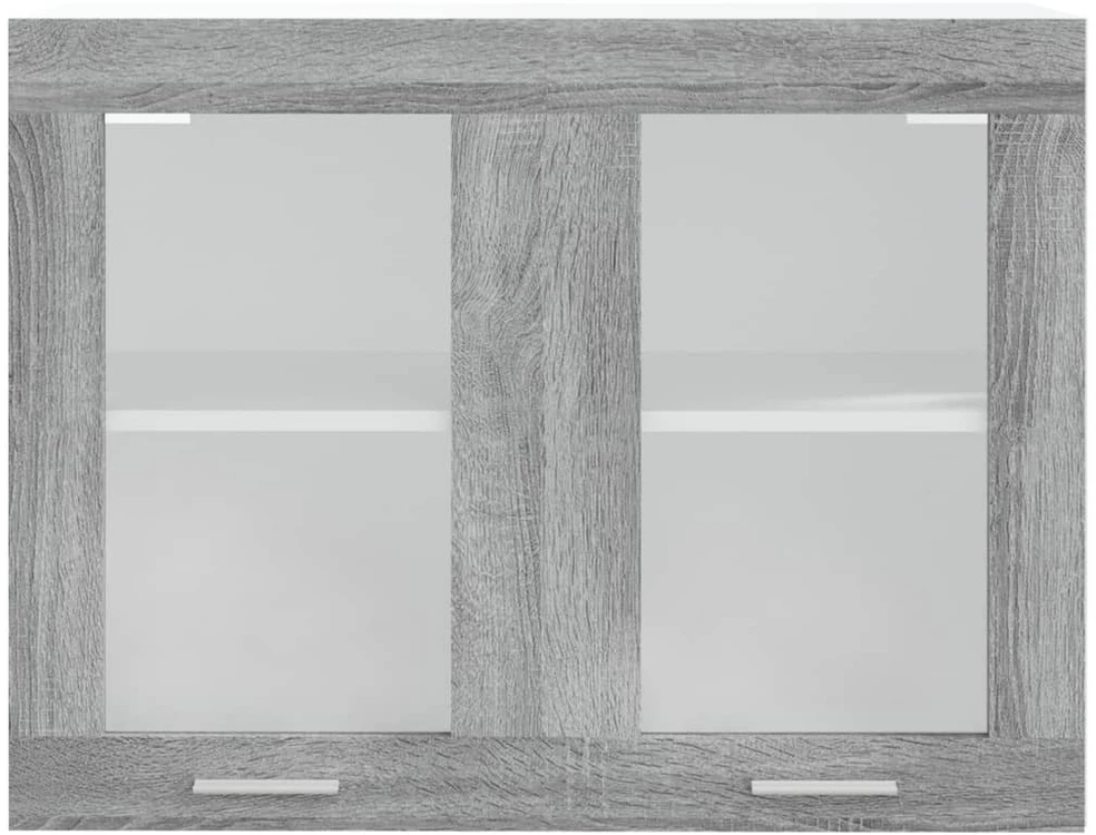 Pakabinama stiklinė spintelė, pilka ąžuolo, 80x31x60cm, mediena