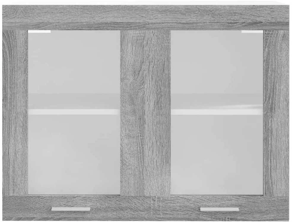 Pakabinama stiklinė spintelė, pilka ąžuolo, 80x31x60cm, mediena