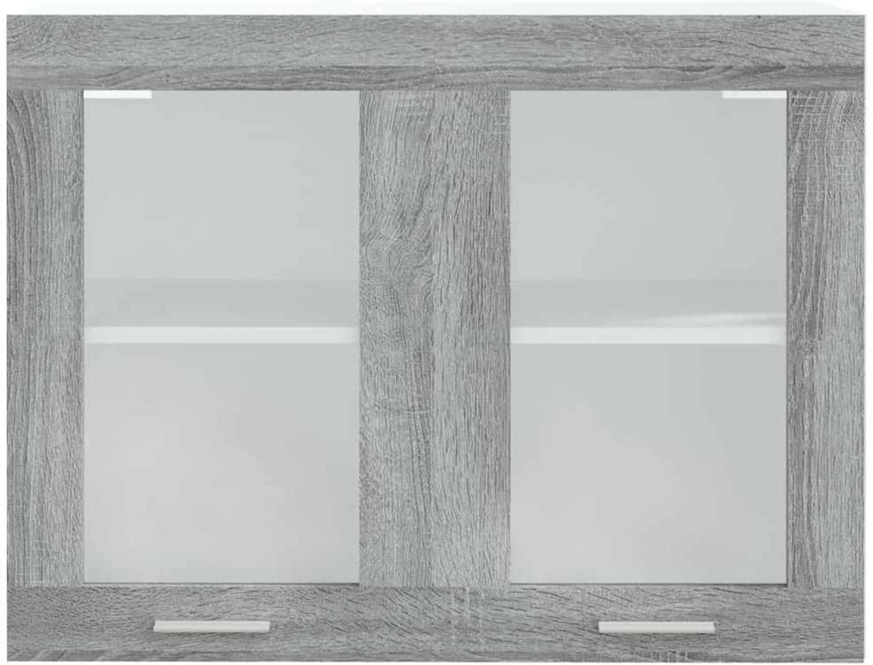 Pakabinama stiklinė spintelė, pilka ąžuolo, 80x31x60cm, mediena