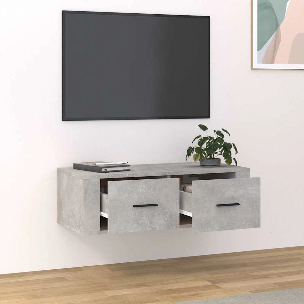 TV staliukas Pakabinama TV spintelė, betono pilka, 80x36x25cm, mediena