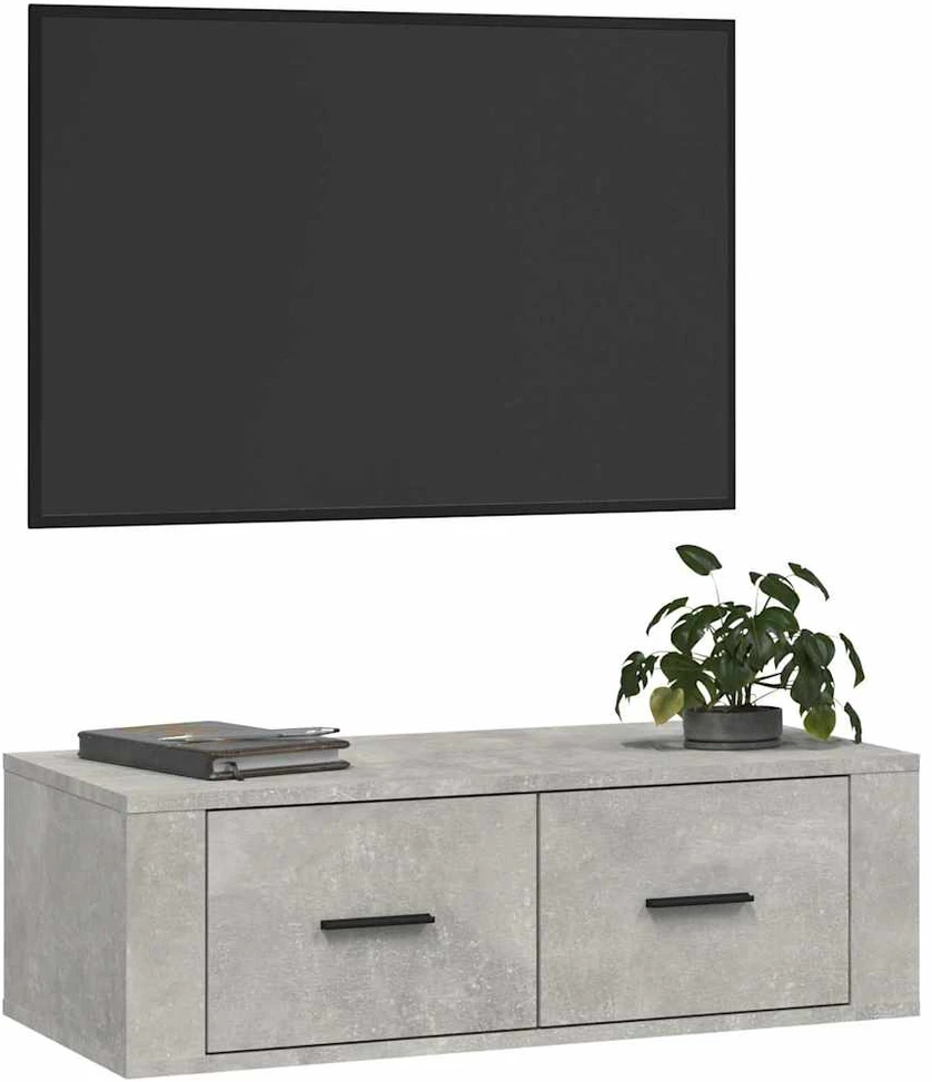 TV staliukas Pakabinama TV spintelė, betono pilka, 80x36x25cm, mediena