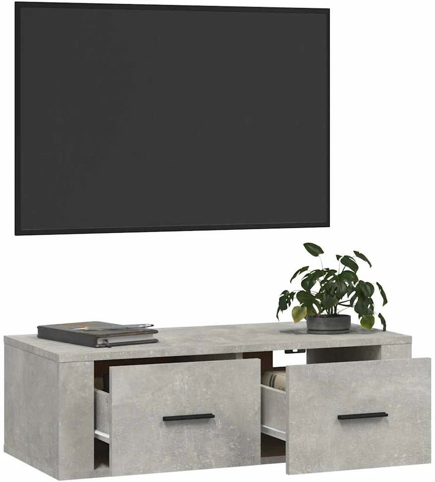 TV staliukas Pakabinama TV spintelė, betono pilka, 80x36x25cm, mediena