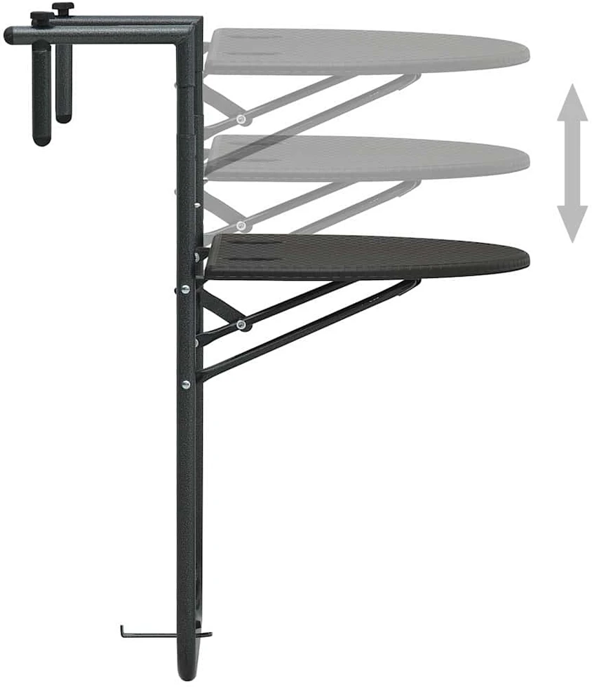 Pakabinamas balkono stalas, rudas, 60x64x83,5cm, plastikas