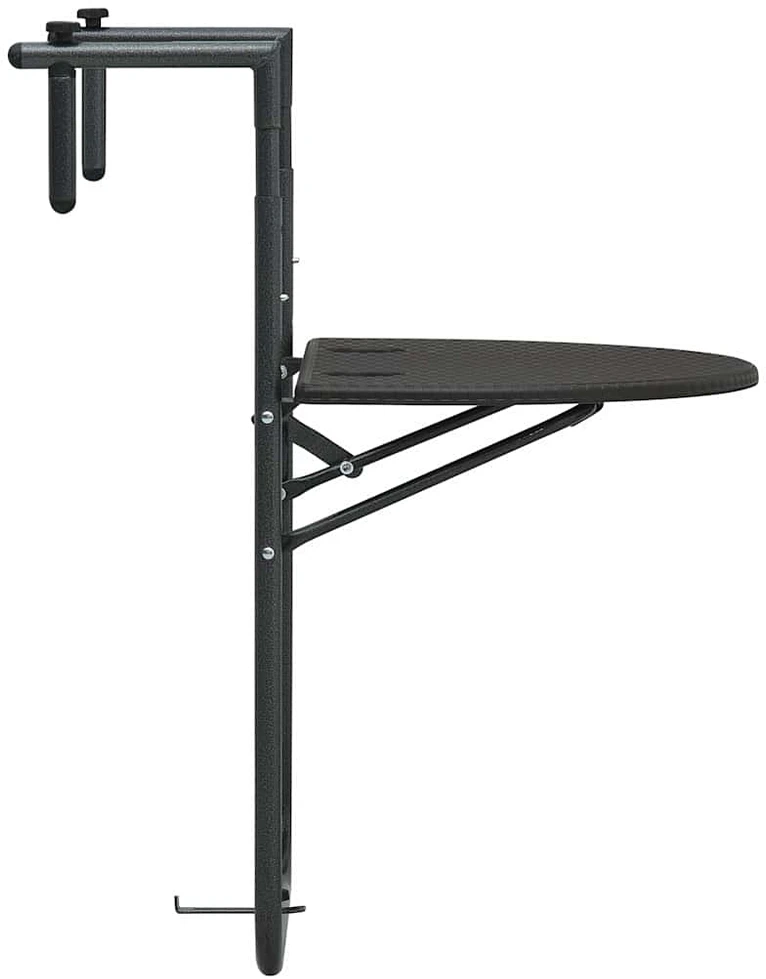 Pakabinamas balkono stalas, rudas, 60x64x83,5cm, plastikas