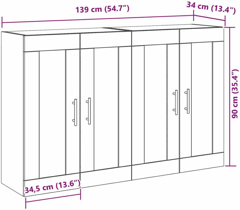 Sieniniai baldai 2 vnt. Senovinis medis 69,5 x 34 x 90 cm