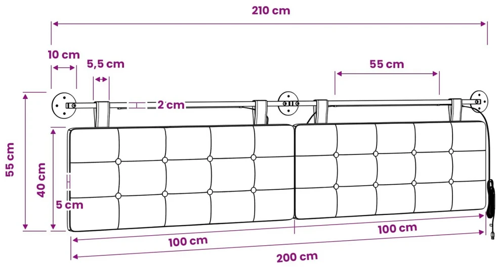 Pakabinamas lovos galvūgalis Džinsinės mėlynos Audinys