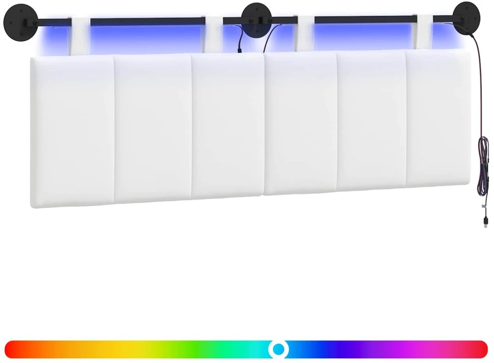 Pakabinamas lovos galvūgalis Su LED šviesa Balta Audinys