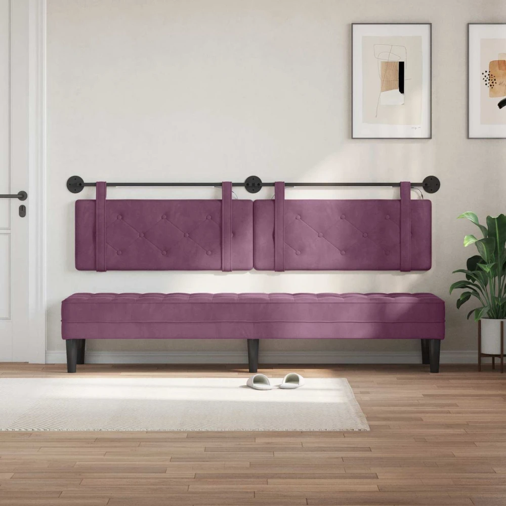 Pakabinamas lovos galvūgalis Su LED šviesa Violetinė Aksomas