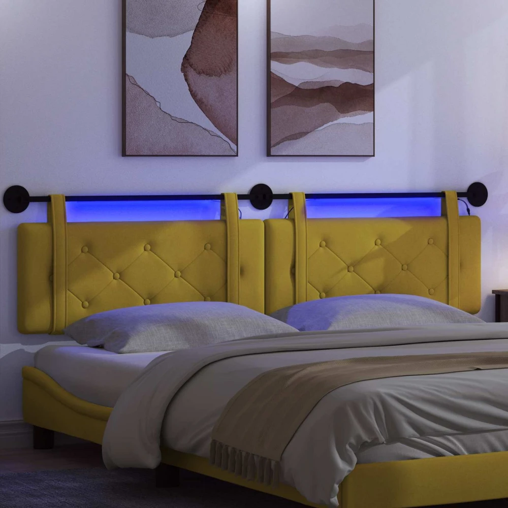 Pakabinamas lovos galvūgalis Su LED šviesa Geltona Aksomas